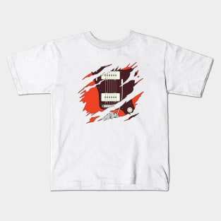 Ripped Electric Guitar Offset Style Red Color Kids T-Shirt